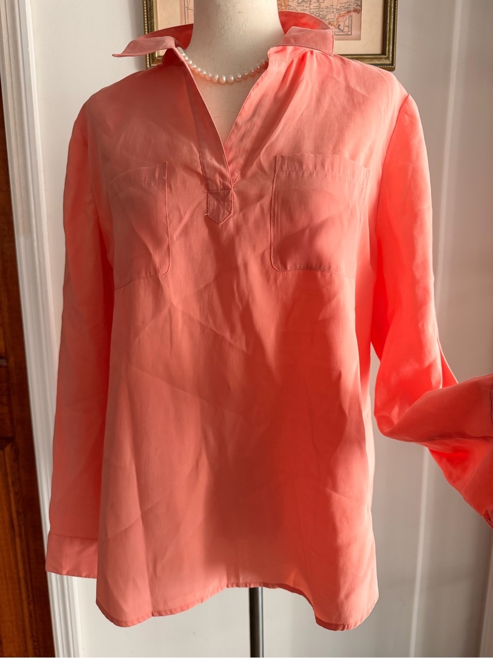Stunning & silky coral blouse